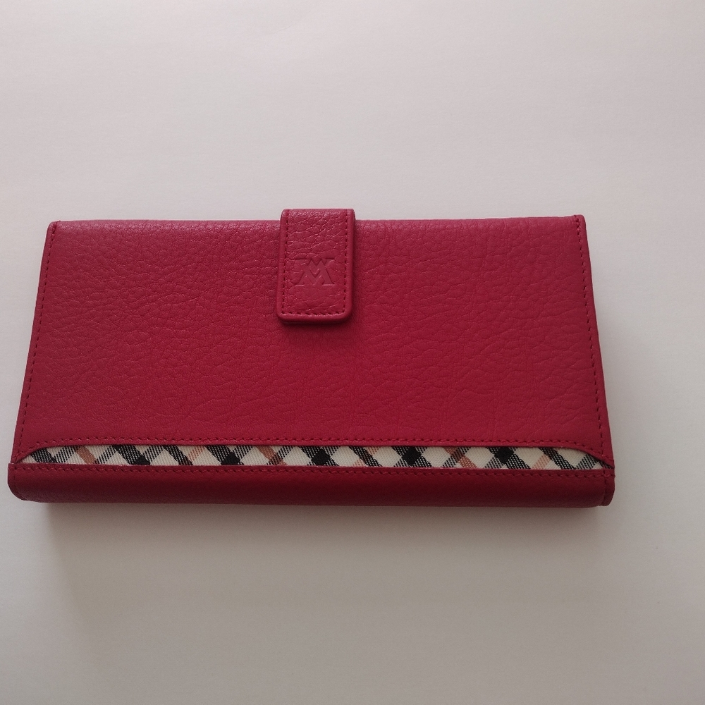 Valentino Morris Italy Red Leather Wallet NIB Leatherworks